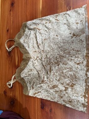 Rock & Roll Gold velour cami with lace design